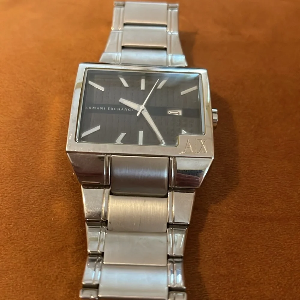 Armani Exchange AX2003 Square Stainless Steel Men’s Watch Silver